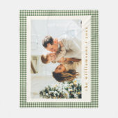 Cute Green Gingham Pset Aangepaste kerstfoto Fleece Deken (Voorkant)
