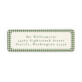 Cute Green Gingham Pset Custom Return-adres Etiket (Voorkant)