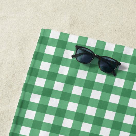 Cute  Green Gingham Pset Personalized Strandlaken (In situ)