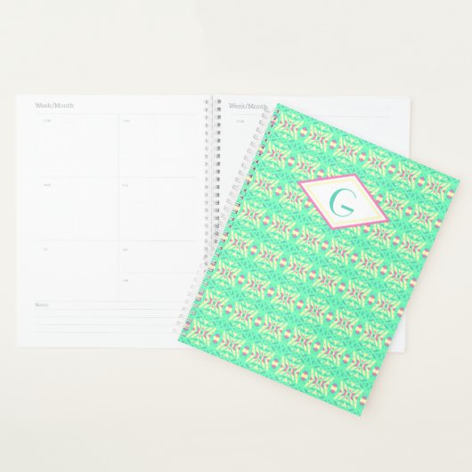 Cute Green Girl's School Hobbies Homework Planner (Display)