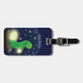 Cute green glow-cartoon illustratie bagagelabel (Voorkant horizontaal)