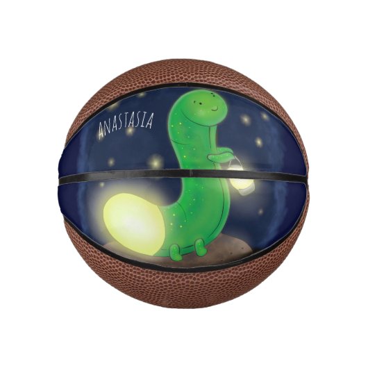 Cute green glow-cartoon illustratie basketbal (Voorkant)