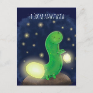 Cute green glow-cartoon illustratie briefkaart