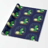 Cute green glow-cartoon illustratie cadeaupapier (Uitgerold)