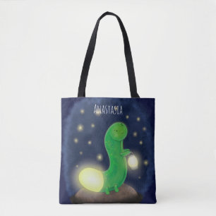 Cute green glow-cartoon illustratie draagtas