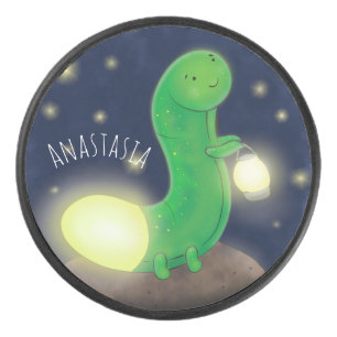 Cute green glow-cartoon illustratie hockey puck
