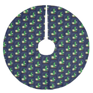 Cute green glow-cartoon illustratie kerstboom rok