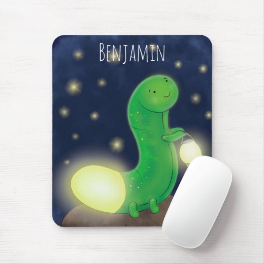 Cute green glow-cartoon illustratie muismat (Met muis)