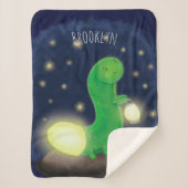 Cute green glow-cartoon illustratie sherpa deken (Voorkant)