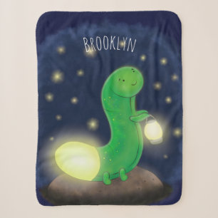 Cute green glow-cartoon illustratie sherpa deken