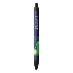 Cute green glow-cartoon illustratie zwarte inkt pen