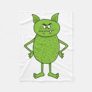 Cute green goblin cartoon fleece deken