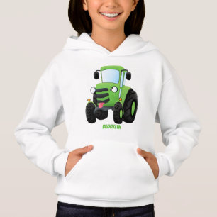 Cute green happy boerderij tractor cartoon illustr