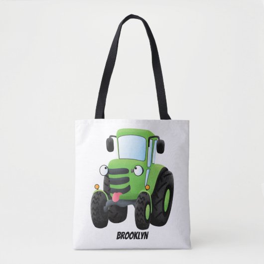 Cute green happy boerderij tractor cartoon illustr draagtas (Voorkant)
