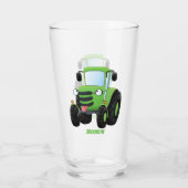 Cute green happy boerderij tractor cartoon illustr glas (Achterkant)