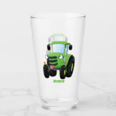 Cute green happy boerderij tractor cartoon illustr glas (Voorkant)