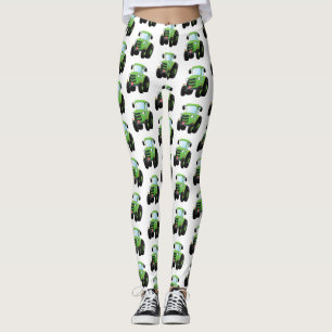 Cute green happy boerderij tractor cartoon illustr leggings
