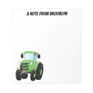 Cute green happy boerderij tractor cartoon illustr notitieblok