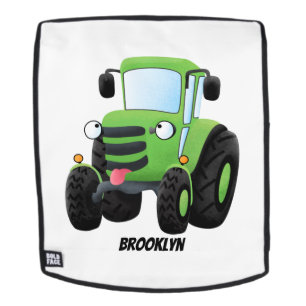 Cute green happy boerderij tractor cartoon illustr rugtassen