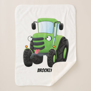 Cute green happy boerderij tractor cartoon illustr sherpa deken
