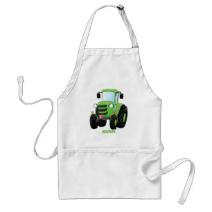 Cute green happy boerderij tractor cartoon illustr standaard schort