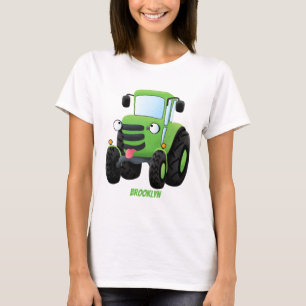 Cute green happy boerderij tractor cartoon illustr t-shirt