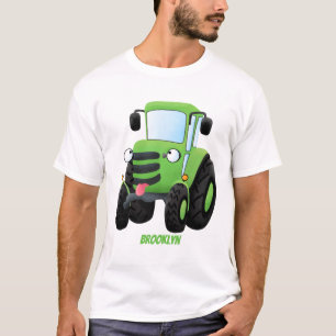 Cute green happy boerderij tractor cartoon illustr t-shirt