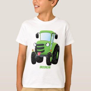 Cute green happy boerderij tractor cartoon illustr t-shirt