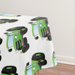 Cute green happy boerderij tractor cartoon illustr tafelkleed