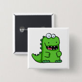 Cute Green Happy Dinosaur Vierkante Button 5,1 Cm (Voorkant /achterkant)