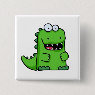Cute Green Happy Dinosaur Vierkante Button 5,1 Cm