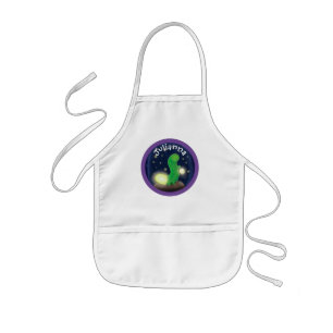 Cute green happy glow-cartoon illustratie kinder schort