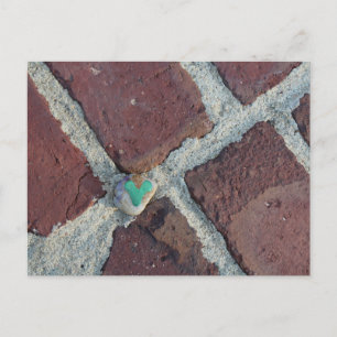 Cute Green Heart Rock op Pella, Iowa Brick Briefkaart