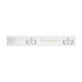 Cute Green Hearts Black Cats Wedding Invitation Adreslabel Wikkel (Individueel)