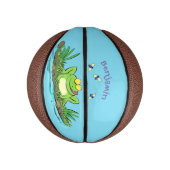 Cute green hongkikker cartoon illustratie basketbal (Verticaal)