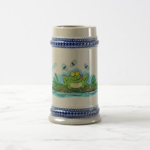 Cute green hongkikker cartoon illustratie bierpul