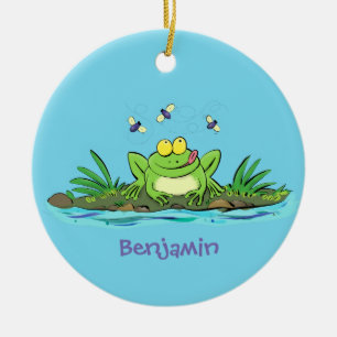 Cute green hongkikker cartoon illustratie keramisch ornament