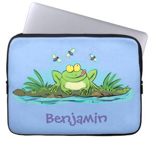 Cute green hongkikker cartoon illustratie laptop sleeve