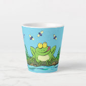 Cute green hongkikker cartoon illustratie latte mok (Voorkant)