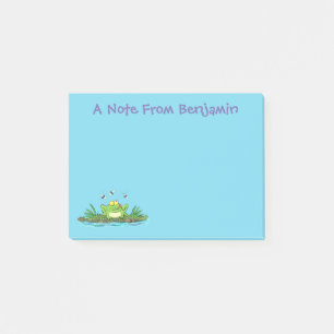 Cute green hongkikker cartoon illustratie post-it® notes