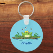 Cute green hongkikker cartoon illustratie sleutelhanger (Voorkant)