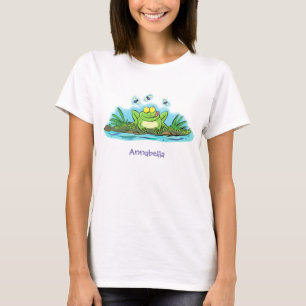 Cute green hongkikker cartoon illustratie t-shirt