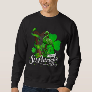 Cute Green Irish Flamingo St Patrick Day Shamrock Trui