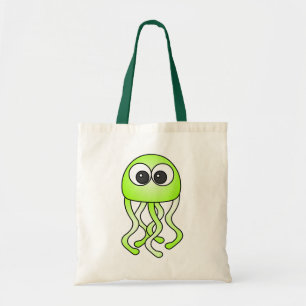 Cute Green Kawaii Jellyfish Canvas tas