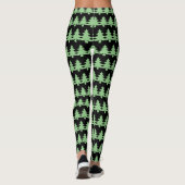 Cute Green Kerstbomen Pattern Black Leggings (Achterkant)