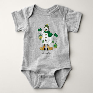 Cute Green Kerstmis Snowman Romper
