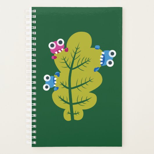 Cute Green Leaf Fun Natuur Lover Planner (Voorkant)