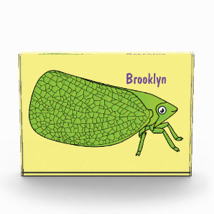 Cute green leaf hopper insect cartoon fotoblokken