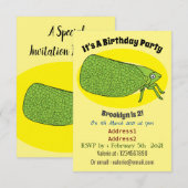 Cute green leaf hopper insect cartoon kaart (Voorkant / Achterkant)