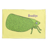 Cute green leaf hopper insect cartoon kussensloop (Achterkant)